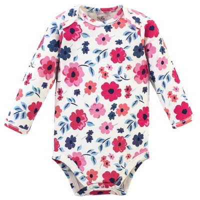 Touched By Nature Baby Girl Organic Cotton Long-Sleeve Bodysuits 5pk, Garden Floral 2 Touched By Nature Baby Girl Organic Cotton Long-Sleeve Bodysuits 5pk, Garden Floral - Image 2