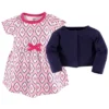 Touched By Nature Baby And Toddler Girl Organic Cotton Dress And Cardigan 2pc Set, Trellis