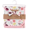 Touched By Nature Baby Girl Organic Cotton Swaddle Blanket And Headband Or Cap, Botanical, One Size