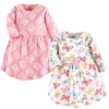 Touched By Nature Baby And Toddler Girl Organic Cotton Long-Sleeve Dresses 2pk, Butterflies