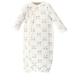 Touched By Nature Baby Organic Cotton Side-Closure Snap Long-Sleeve Gowns 3pk, Fox