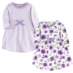 Touched By Nature Baby And Toddler Girl Organic Cotton Long-Sleeve Dresses 2pk, Purple Garden -Baby GUEST 4c6f9846 5ade 4ced b605 a9b5809261df