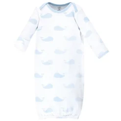 Touched By Nature Baby Boy Organic Cotton Long-Sleeve Gowns 3pk, Whale