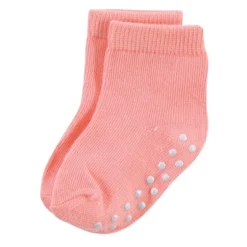 Touched By Nature Baby And Toddler Girl Organic Cotton Socks With Non-Skid Gripper For Fall Resistance, Solid Black Pink -Baby GUEST 501116fe 6f1b 4308 af18 4d32ea9c819f