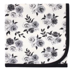 Touched By Nature Baby Girl Organic Cotton Swaddle Blanket And Headband Or Cap, Black Floral, One Size -Baby GUEST 502525f4 f5d0 4ba4 ae38 4383acd4bff3