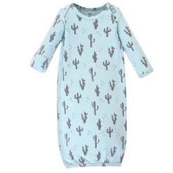 Touched By Nature Baby Boy Organic Cotton Long-Sleeve Gowns 3pk, Cactus Llama