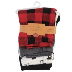 Touched By Nature Baby And Toddler Boy Organic Cotton Pants 4pk, Buffalo Plaid Moose