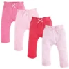 Touched By Nature Baby And Toddler Girl Organic Cotton Pants 4pk, Lt. Pink Coral