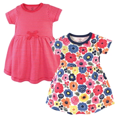 Touched By Nature Baby And Toddler Girl Organic Cotton Short-Sleeve Dresses 2pk, Bright Flower 3 Touched By Nature Baby And Toddler Girl Organic Cotton Short-Sleeve Dresses 2pk, Bright Flower - Image 3