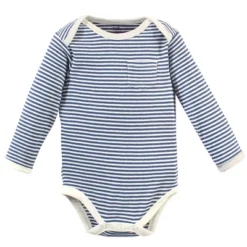 Touched By Nature Organic Cotton Long-Sleeve Bodysuits 5pk, Blue Elephant