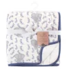 Touched By Nature Baby Organic Cotton Muslin Tranquility Blanket, Blue Elephant, One Size