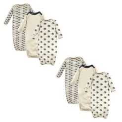 Touched By Nature Unisex Baby Organic Cotton Gowns, Hedgehog 6-Piece