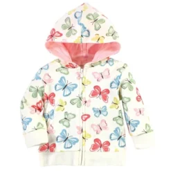 Touched By Nature Baby And Toddler Girl Organic Cotton Hoodie, Bodysuit Or Tee Top, And Pant, Butterflies