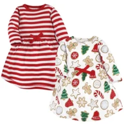 Touched By Nature Infant And Toddler Girl Organic Cotton Long-Sleeve Dresses, Christmas Cookies -Baby GUEST 62136185 bac2 48e7 a0d6 5d9fab44563a