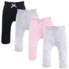 Touched By Nature Baby And Toddler Girl Organic Cotton Pants 4pk, Gray Pink