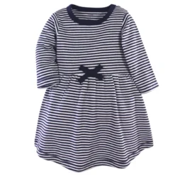 Touched By Nature Baby And Toddler Girl Organic Cotton Long-Sleeve Dresses 2pk, Navy Floral