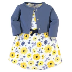 Touched By Nature Baby And Toddler Girl Organic Cotton Dress And Cardigan 2pc Set, Yellow Garden -Baby GUEST 6632d657 4fd8 45b7 9174 fe242d733570