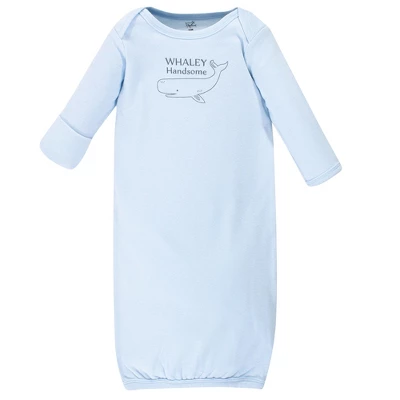 Touched By Nature Baby Boy Organic Cotton Long-Sleeve Gowns 3pk, Whale 3 Touched By Nature Baby Boy Organic Cotton Long-Sleeve Gowns 3pk, Whale - Image 3
