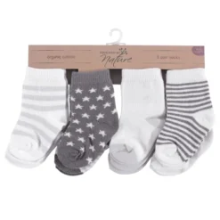 Touched By Nature Baby Unisex Organic Cotton Socks, Charcoal Stars
