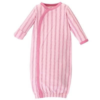 Touched By Nature Baby Girl Organic Cotton Side-Closure Snap Long-Sleeve Gowns 3pk, Botanical 2 Touched By Nature Baby Girl Organic Cotton Side-Closure Snap Long-Sleeve Gowns 3pk, Botanical - Image 2