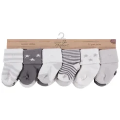 Touched By Nature Baby Unisex Organic Cotton Socks, Gray Charcoal Stars