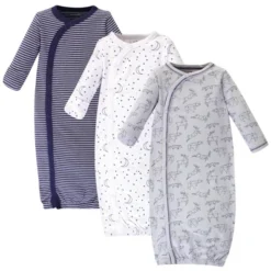 Touched By Nature Baby Boy Organic Cotton Side-Closure Snap Long-Sleeve Gowns 3pk, Constellation -Baby GUEST 6c074458 ecb7 47b4 9853 1622a8c6faf8