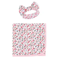 Touched By Nature Baby Girl Organic Cotton Swaddle Blanket And Headband Or Cap, Ditsy Floral, One Size -Baby GUEST 6ea6c555 99c4 48cf 90d3 c6815395bb8e