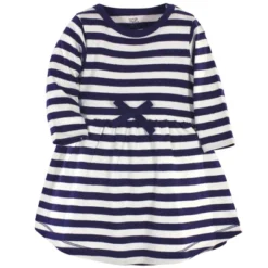 Touched By Nature Baby And Toddler Girl Organic Cotton Long-Sleeve Dresses 2pk, Coral Rose