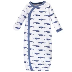 Touched By Nature Baby Boy Organic Cotton Side-Closure Snap Long-Sleeve Gowns 3pk, Blue Whale -Baby GUEST 71ca08ab d42c 4b38 98b8 753a17727650