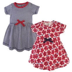 Touched By Nature Baby And Toddler Girl Organic Cotton Short-Sleeve Dresses 2pk, Red Flowers -Baby GUEST 72f4b648 17e7 4ae5 84f0 92080657090e