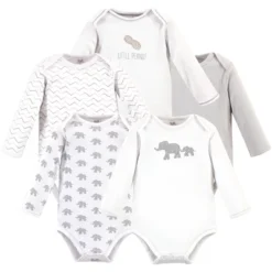 Touched By Nature Organic Cotton Long-Sleeve Bodysuits 5pk, Marching Elephant -Baby GUEST 74696b6c f16a 4b35 b901 b3aa4c07f415