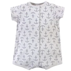 Touched By Nature Baby Boy Organic Cotton Rompers 3pk, Blue Whale