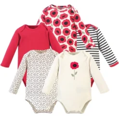 Touched By Nature Baby Girl Organic Cotton Long-Sleeve Bodysuits 5pk, Poppy -Baby GUEST 754d1a3f c423 4683 b28c c3f71efc648d