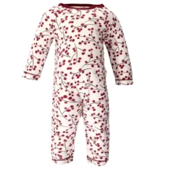 Touched By Nature Baby Girl Organic Cotton Coveralls 3pk, Berry Branch