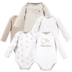 Touched By Nature Organic Cotton Long-Sleeve Bodysuits 5pk, Little Giraffe