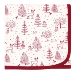 Touched By Nature Baby Girl Organic Cotton Swaddle Blanket And Headband Or Cap, Winter Woodland, One Size -Baby GUEST 76e016da a6ff 4c9c 9264 347bf2f4b7fa