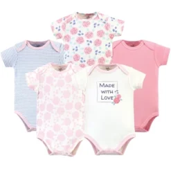 Touched By Nature Baby Girl Organic Cotton Bodysuits 5pk, Pink Rose -Baby GUEST 79985e12 ed3b 4587 ae33 c723f255d6a3