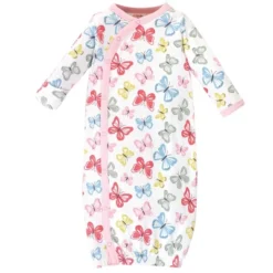 Touched By Nature Baby Girl Organic Cotton Side-Closure Snap Long-Sleeve Gowns 3pk, Butterflies -Baby GUEST 7a520d51 198c 4678 ba9c d6e085c1045d