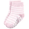 Touched By Nature Baby And Toddler Girl Organic Cotton Socks With Non-Skid Gripper For Fall Resistance, Pink