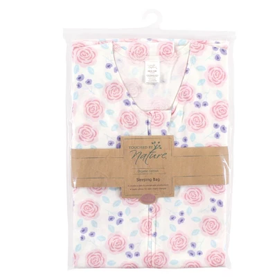 Touched By Nature Baby Girl Organic Cotton Sleeveless Wearable Sleeping Bag, Sack, Blanket, Pink Rose 1 Touched By Nature Baby Girl Organic Cotton Sleeveless Wearable Sleeping Bag, Sack, Blanket, Pink Rose