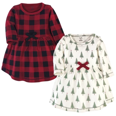 Touched By Nature Big Girls And Youth Organic Cotton Long-Sleeve Dresses 2pk, Tree Plaid 1 Touched By Nature Big Girls And Youth Organic Cotton Long-Sleeve Dresses 2pk, Tree Plaid