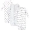Touched By Nature Baby Organic Cotton Zipper Long-Sleeve Gowns 3pk