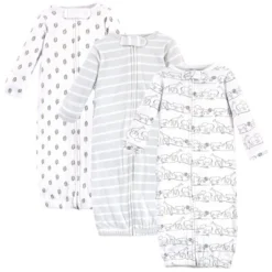 Touched By Nature Baby Organic Cotton Zipper Long-Sleeve Gowns 3pk
