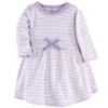 Touched By Nature Baby And Toddler Girl Organic Cotton Long-Sleeve Dresses 2pk, Purple Garden