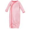 Touched By Nature Baby Girl Organic Cotton Side-Closure Snap Long-Sleeve Gowns 3pk, Coral Garden