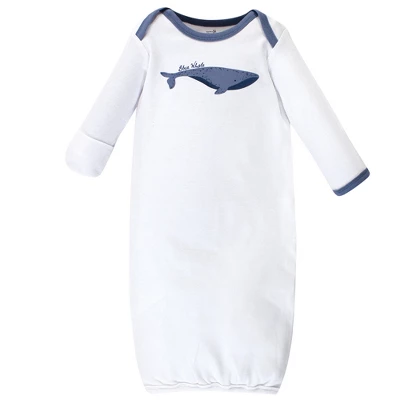 Touched By Nature Infant Boy Organic Cotton Gowns, Blue Whale, Preemie/Newborn 3 Touched By Nature Infant Boy Organic Cotton Gowns, Blue Whale, Preemie/Newborn - Image 3