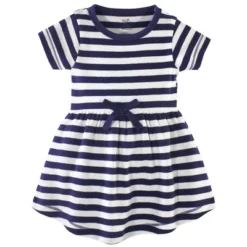 Touched By Nature Baby And Toddler Girl Organic Cotton Short-Sleeve Dresses 2pk, Coral Rose