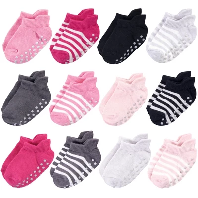 Touched By Nature Baby And Toddler Girl Organic Cotton Socks With Non-Skid Gripper For Fall Resistance, Pink Black 13 Touched By Nature Baby And Toddler Girl Organic Cotton Socks With Non-Skid Gripper For Fall Resistance, Pink Black - Image 13