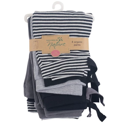 Touched By Nature Baby And Toddler Boy Organic Cotton Pants 4pk, Black Gray 1 Touched By Nature Baby And Toddler Boy Organic Cotton Pants 4pk, Black Gray