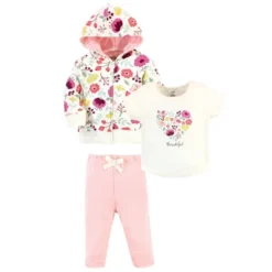 Touched By Nature Baby And Toddler Girl Organic Cotton Hoodie, Bodysuit Or Tee Top, And Pant, Botanical Toddler -Baby GUEST 8a205074 9b37 4e93 adf3 aac594c2bae1